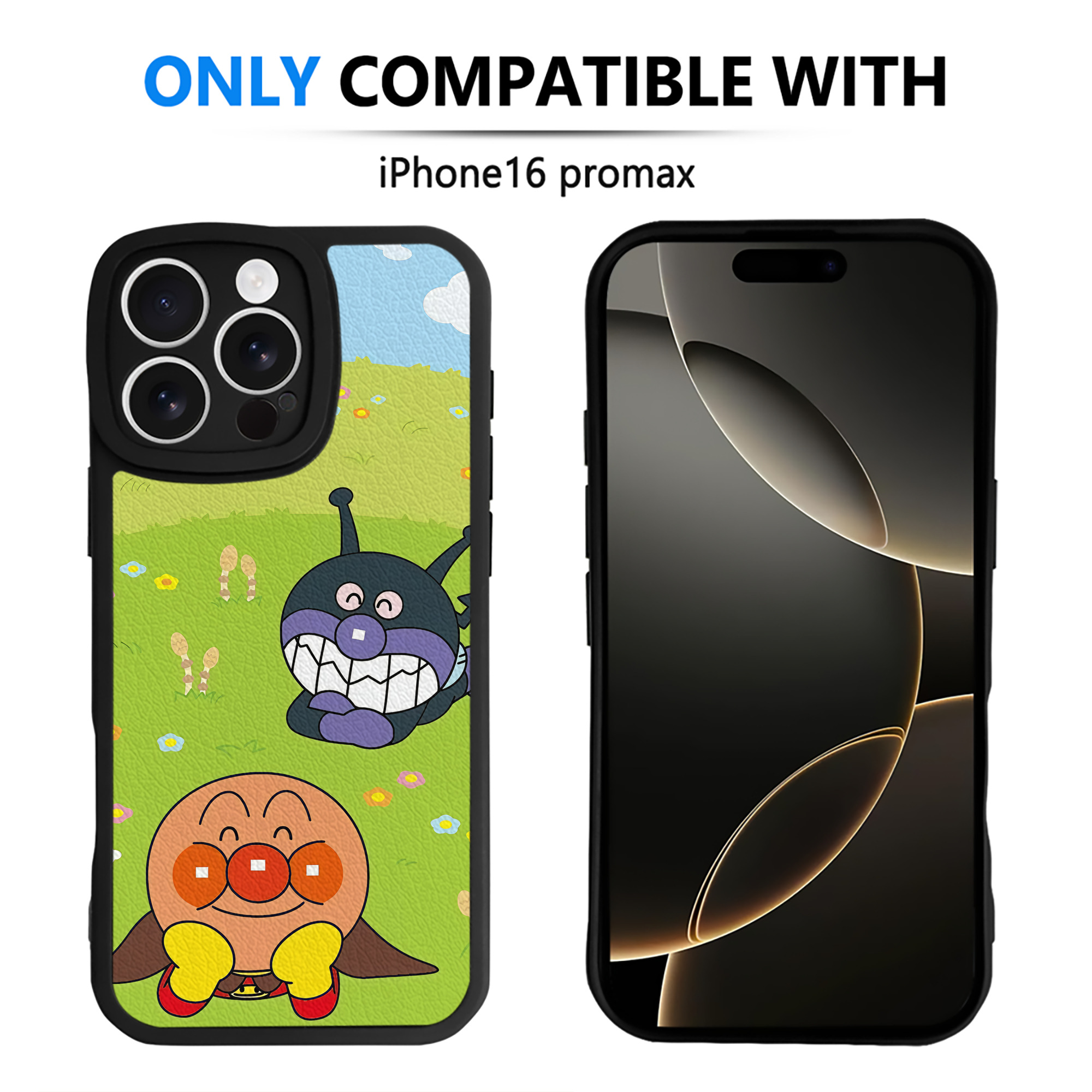 （画像用） アンパンマン Anpanman 【iPhone 16シリーズ対応】シリコンスマホケース（レザー調） 材質：シリコン